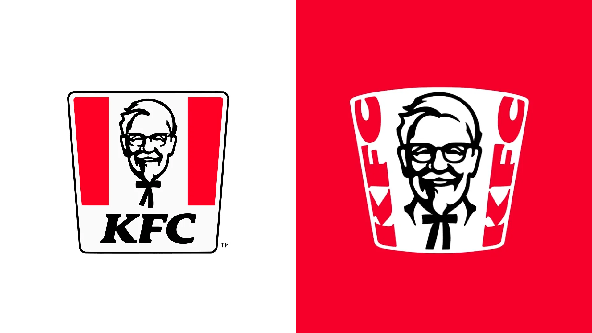 (좌) KFC 이전 로고, (우) KFC 신규 로고