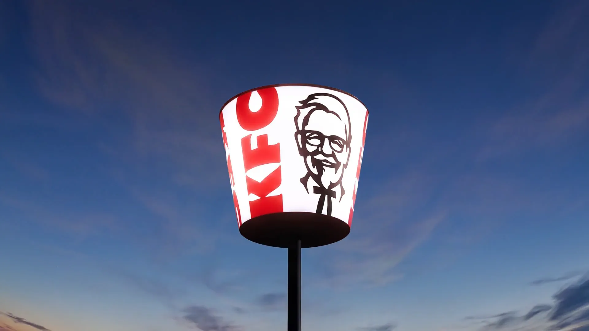 KFC 신규 로고가 입체적 형태로 적용된 예시 (이미지 출처: JKR)