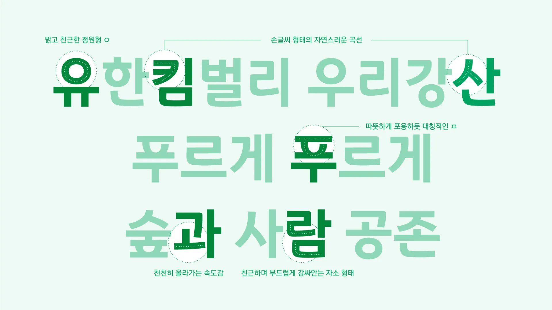 유한킴벌리 브랜드 서체 '푸른숲체' 대표 이미지