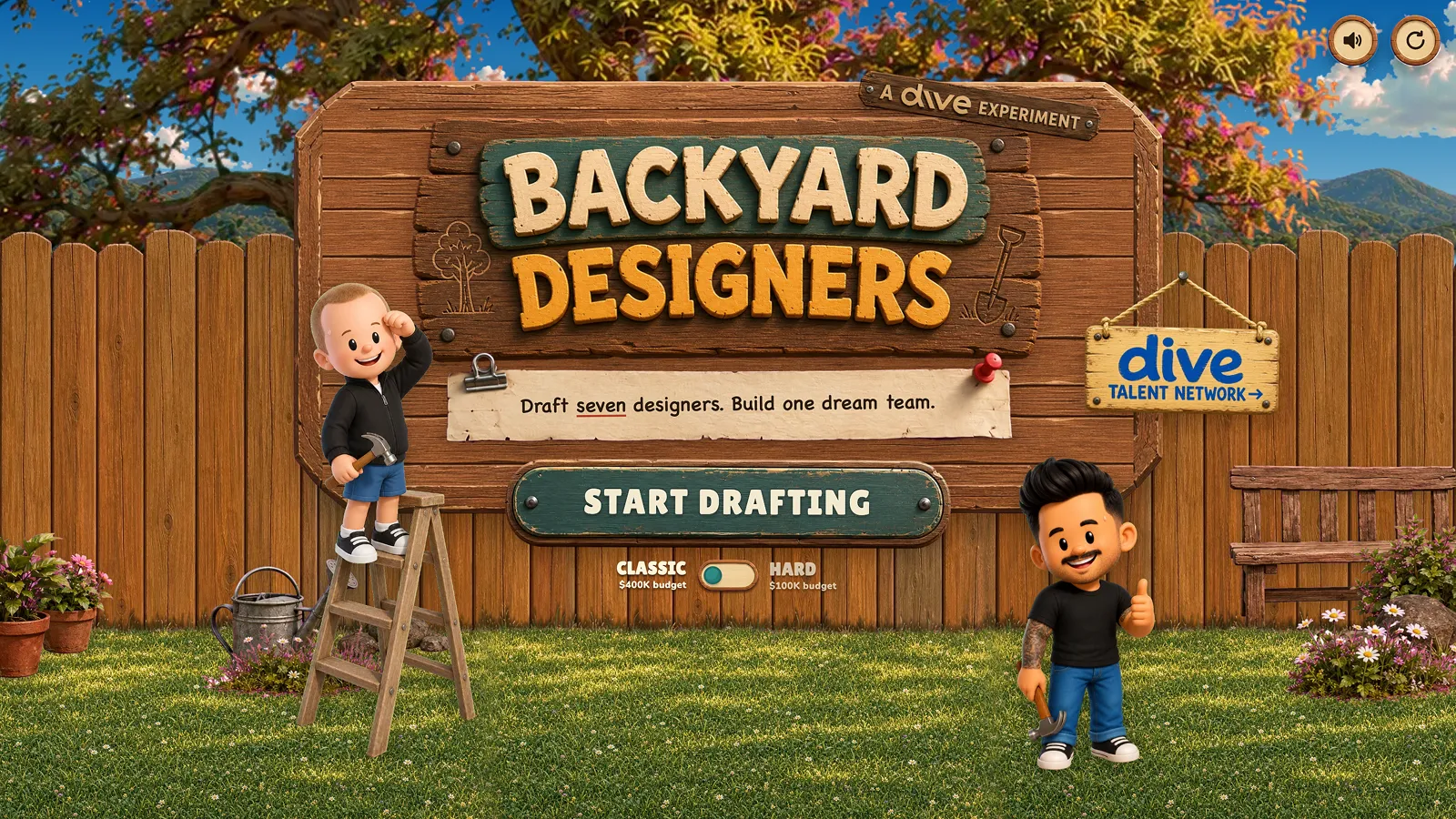 Backyard Designers 입장 화면 스크린샷