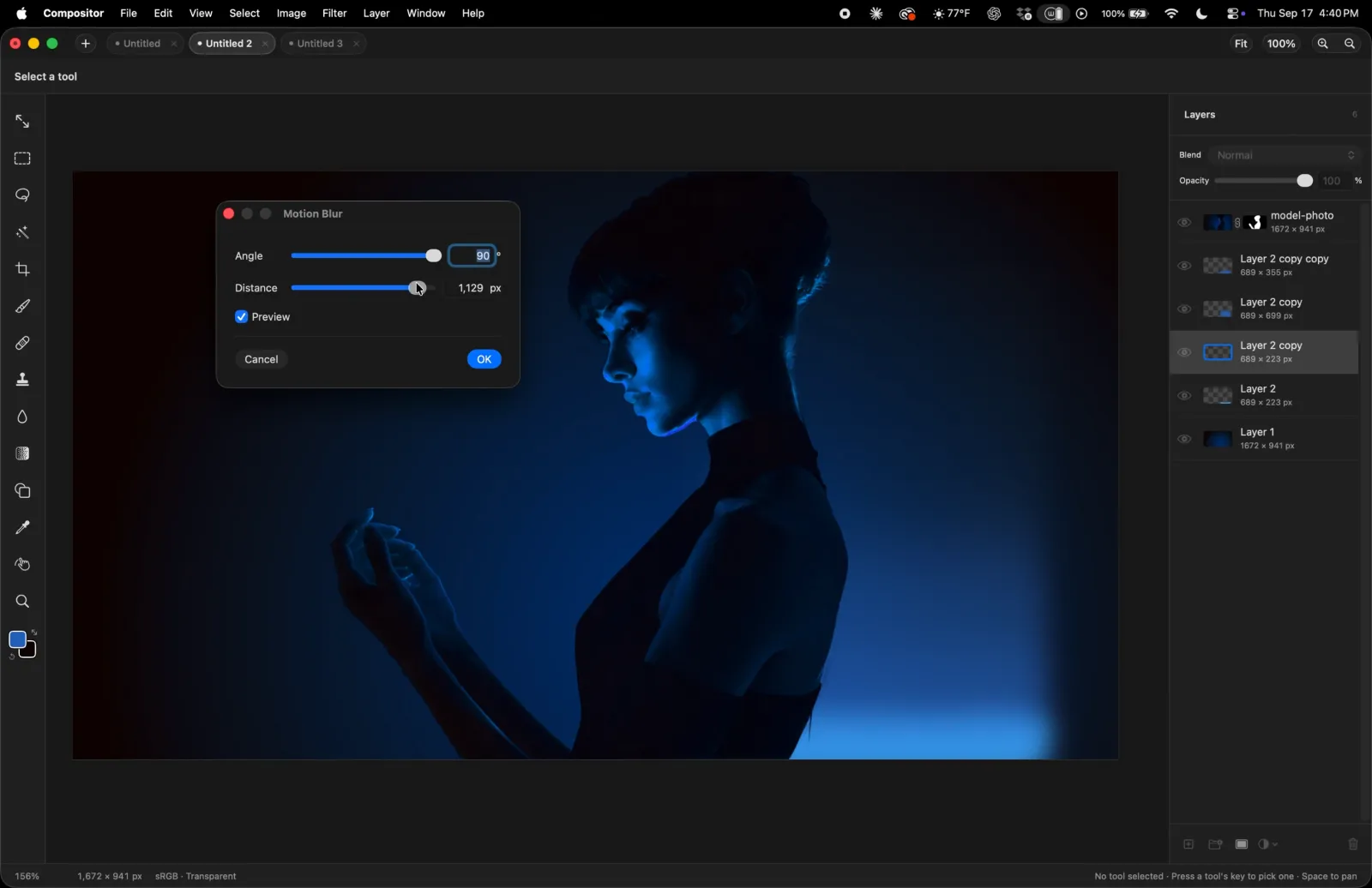 포토샵과 유사한 인터페이스의 Compositor (Compositor 공개 영상 스크린샷)